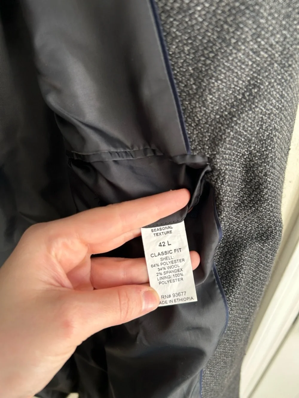 Stafford Grey Wool Blend Seasonal Texture Classic Fit Blazer Sport Coat Size 42L